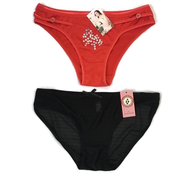 Red Sequined and Black XL Pantie NWT Set - Picture 1 of 6